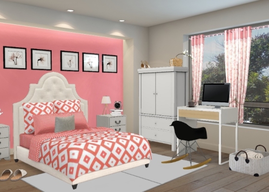 Teen Girls Bedroom Design Rendering