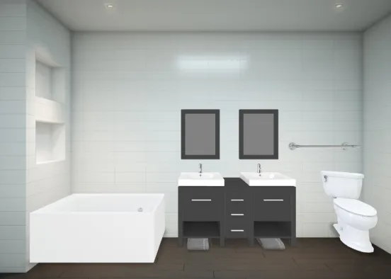beautiful 2 vanities toilet and tub Design Rendering