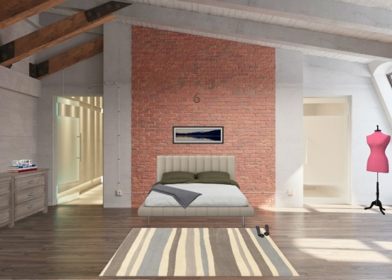 Dormitorio rústico y moderno  Design Rendering