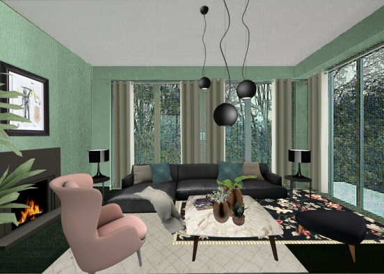 Living room . forest blossom Design Rendering
