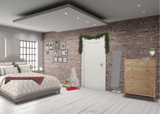 cute Christmas bedroom Design Rendering