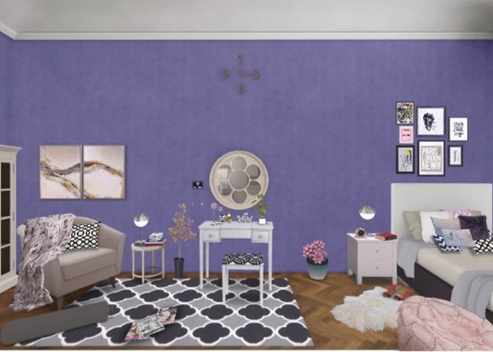 charming girly bedroom Design Rendering