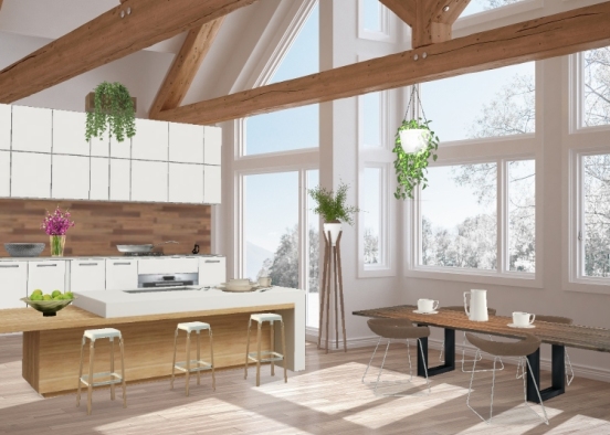 Morning kitchen in the winter  Design Rendering
