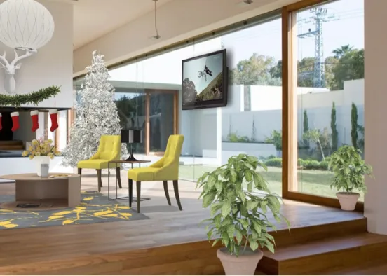 Yellow and Black Living Room Design Rendering