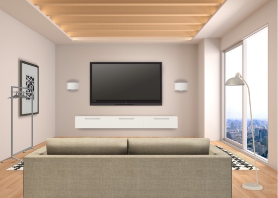 Neutral Living Room Design Rendering