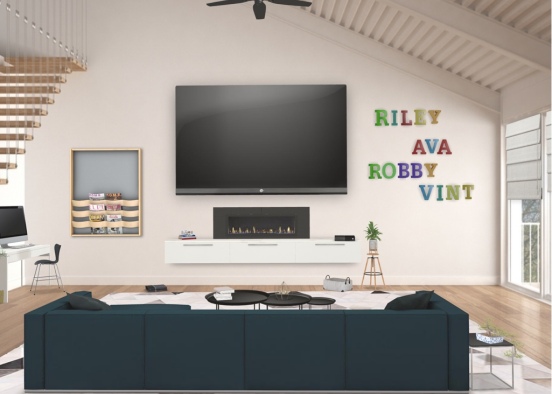 cute family lounge room Design Rendering