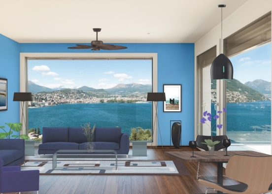 Blue livingroom Design Rendering