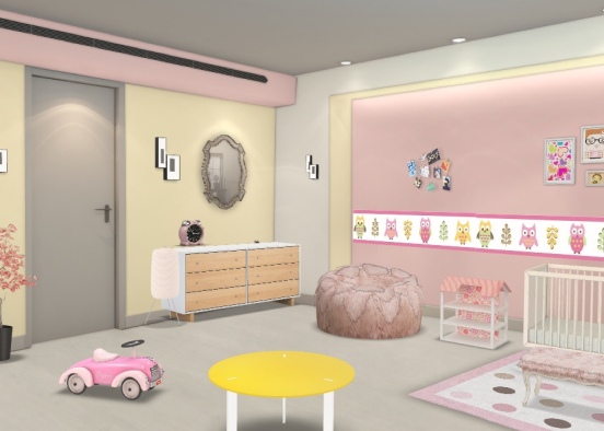 Kids room pink Design Rendering