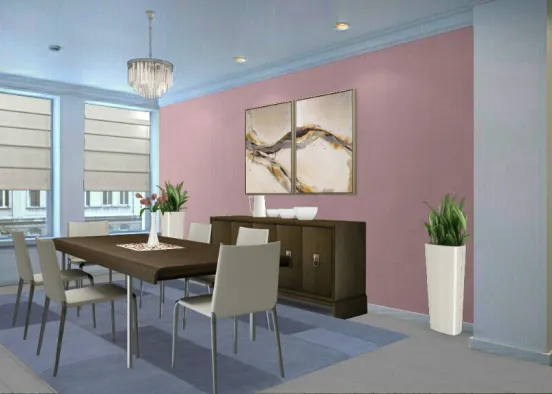 Pink dining area  Design Rendering