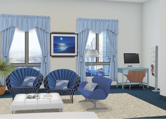Blue York City Apartment  Design Rendering