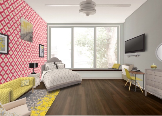 College Apartment Bedroom  Design Rendering