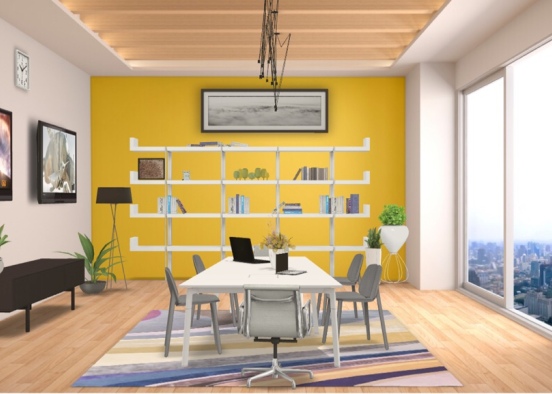 Colorful Meeting Room and Office Design Rendering