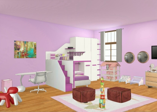 Habitacion para dos niñas Design Rendering