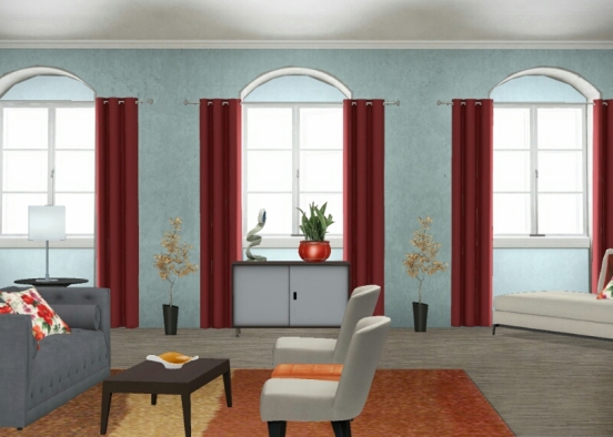 Modern traditional living room Design Rendering