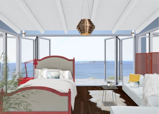 beach house bedroom Design Rendering