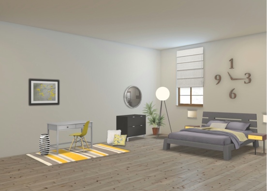 Yellow grey room Design Rendering