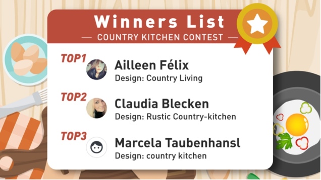 Homestyler Country Kitchen Winners 🥇🥈🥉