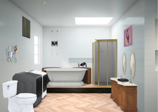 Laundry and bathroom Design Rendering