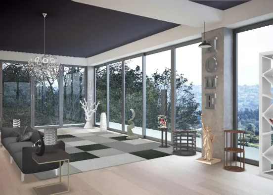 Black and White Woods Apartment Design Rendering