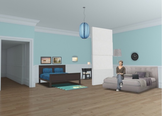 BLUE Room #blueroom #idekwhatthisis!?! Better without wall? I’ll fix, if someone comments  Design Rendering
