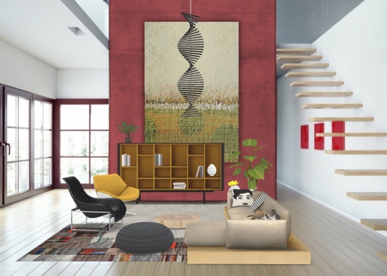 Family artsy modern living room2 Design Rendering