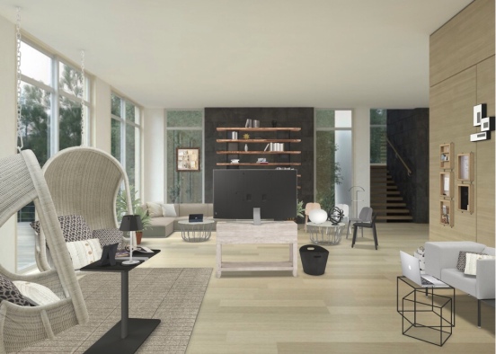 B&W Super Cozy Living Room Design Rendering