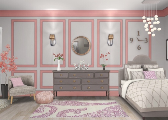 pink bedroom  Design Rendering
