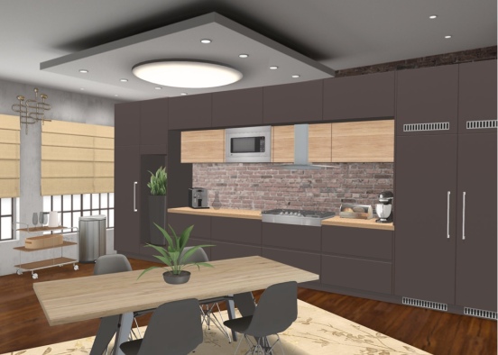 Moderne black kitchen Design Rendering
