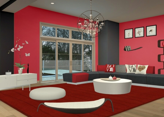 Salon rouge et noir  Design Rendering