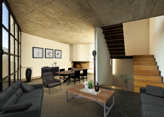 Industrial's Living room Design Rendering