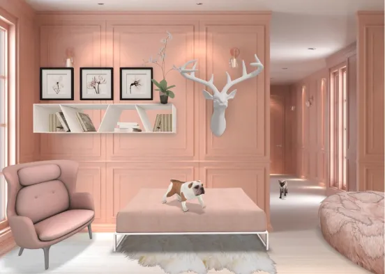 Rose Gold Living Room  Design Rendering