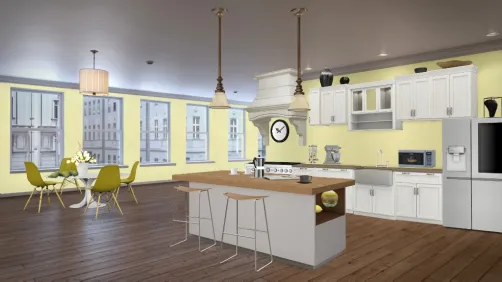 Large yellow kitchen 