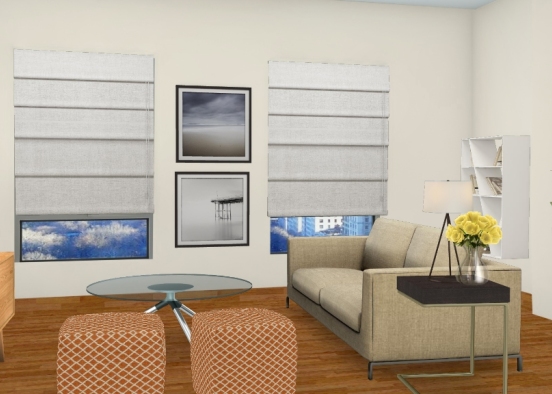 Sala de estar simples Design Rendering