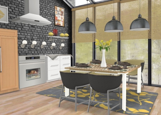 Dining Room and Kitchen  Design Rendering