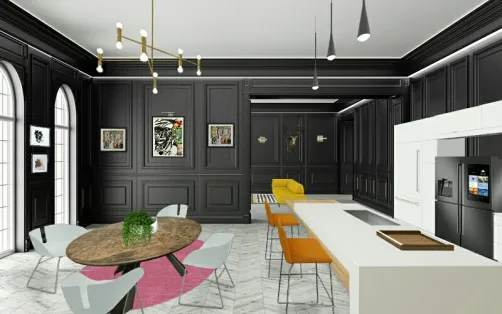 Eclectic kitchen dining space 