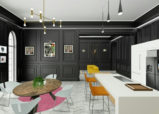 Eclectic kitchen dining space  Design Rendering