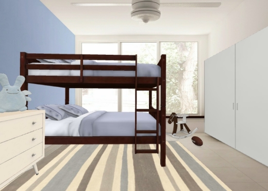 2 boys blue bedroom Design Rendering