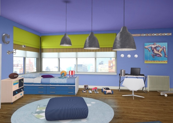 blue bedroom nice Design Rendering