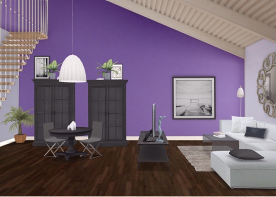 purple living room Design Rendering