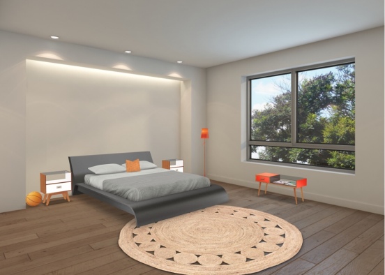 orange and gray boy room Design Rendering