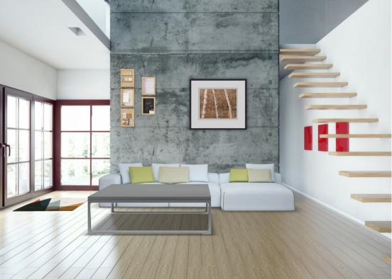 living room to live in Design Rendering