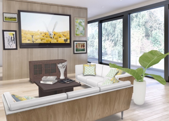A Happy Modern Living Room Design Rendering