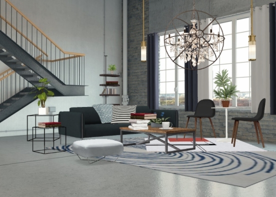 Modern artistic living room Design Rendering
