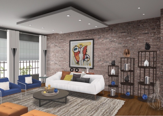 colorful living room  Design Rendering