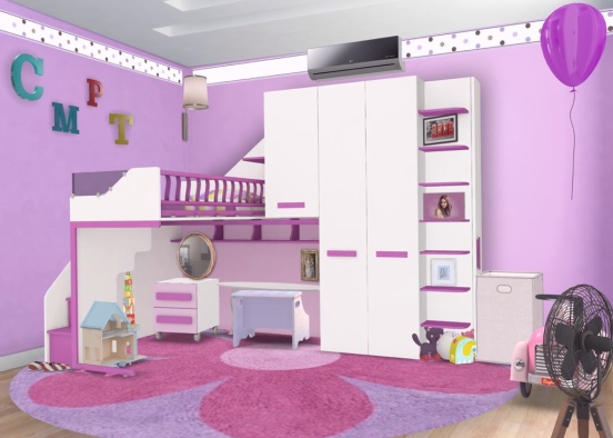bedroom for little girl Design Rendering