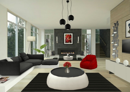 Black white and red Design Rendering