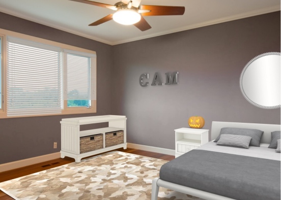 Cool Toned Bedroom With a Hint of Halloween Design Rendering