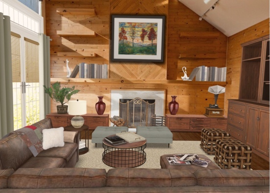 Sala de estar Cabaña en la Sierra Design Rendering