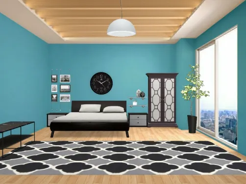 Blackandblue bedroom