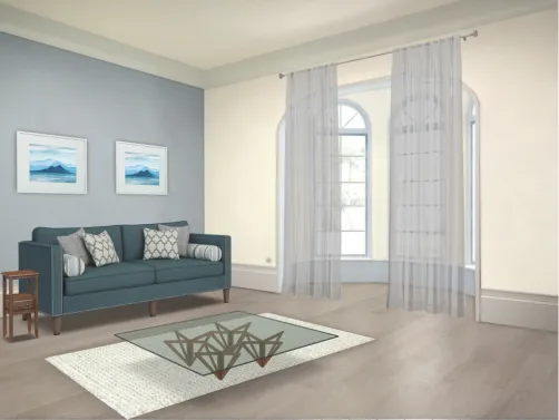 Soft, pastel living room